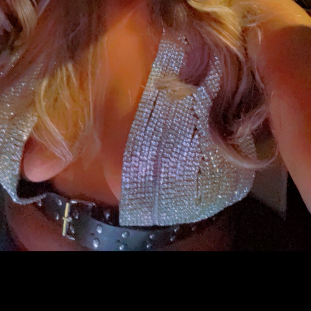 RODEO GIRL RHINESTONE EMBELLISHED HALTER BRA TOP - L